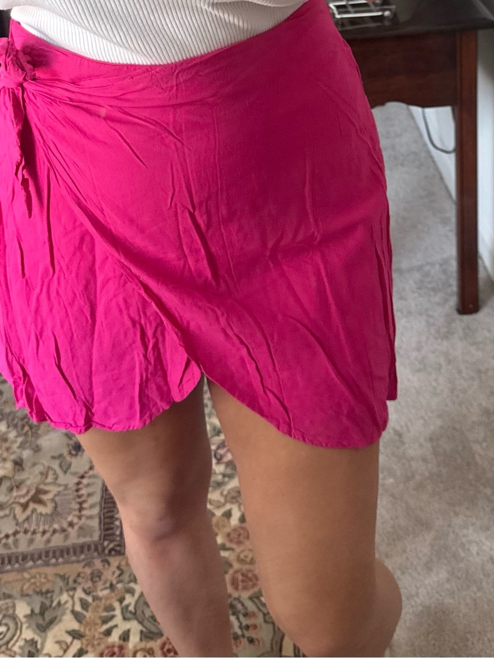 Hot Pink Wrap Mini Skort - Women